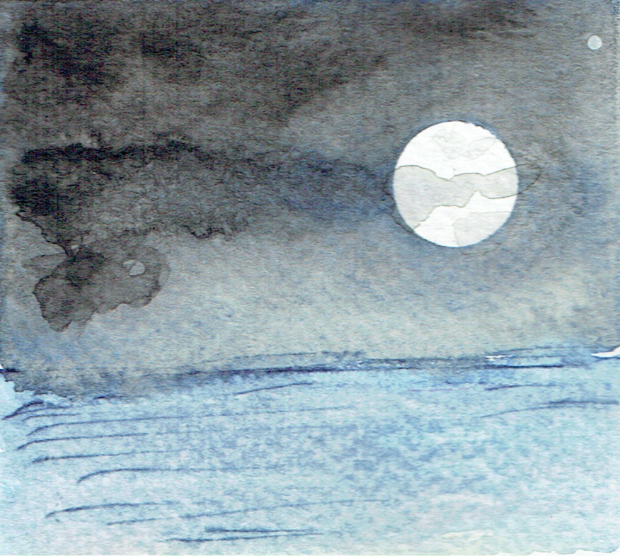 Puesta de sol en acuarela