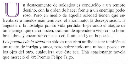 Contraportada de Los Poemas de la Arena