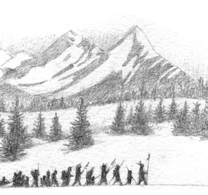 Ilustración Caballos en la Nieve 2