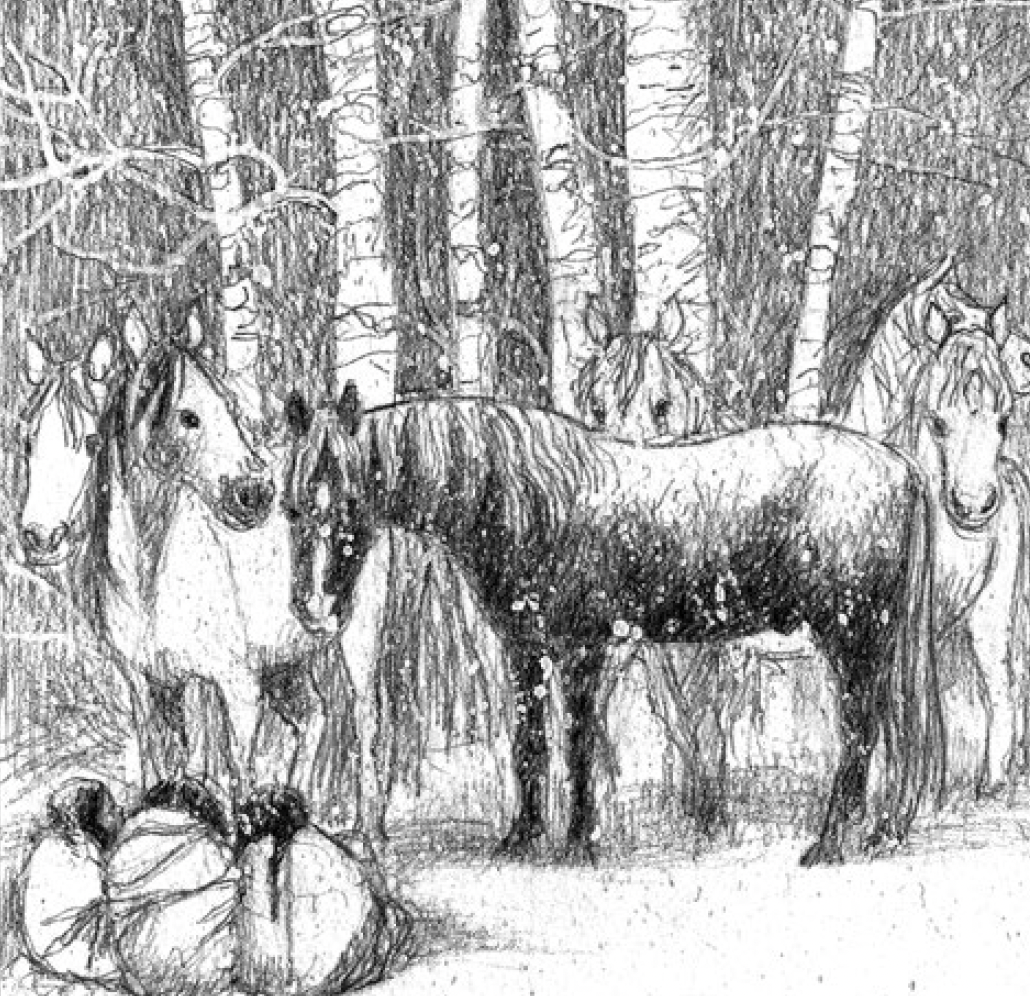 Ilustración Caballos en la Nieve 6
