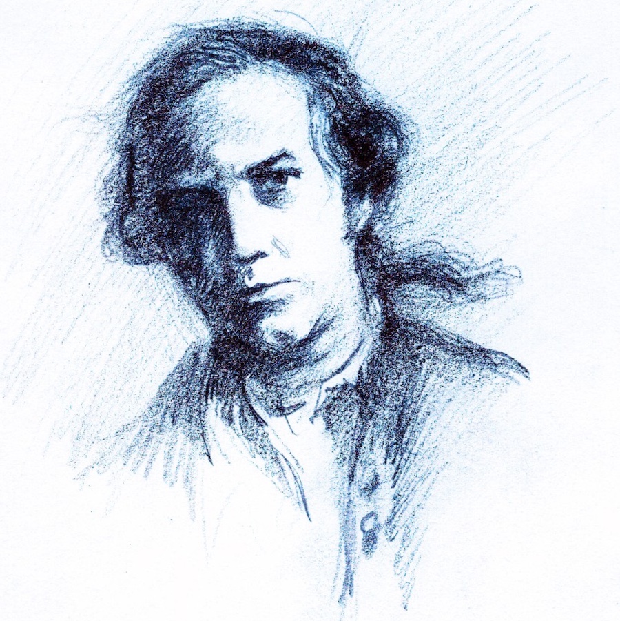 Caricatura de Ricardo Gómez como el Capitán Cook por Juan Ramón Alonso